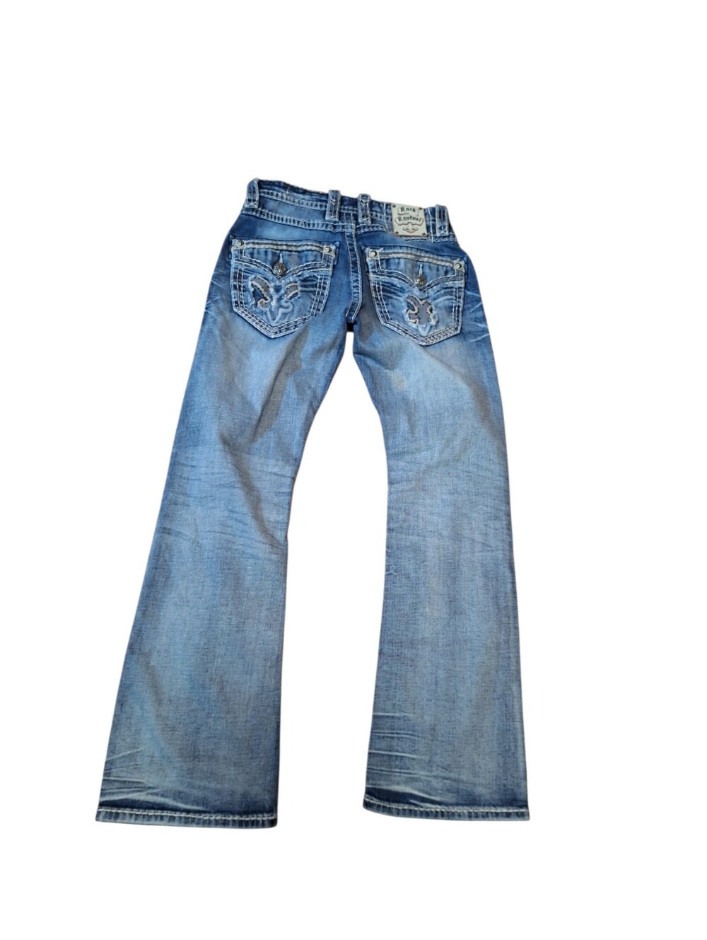 Rock Revival Lamont Bootcut Jeans Ladies 29 Low Rise Rocker Vintage Fleur Di Lis